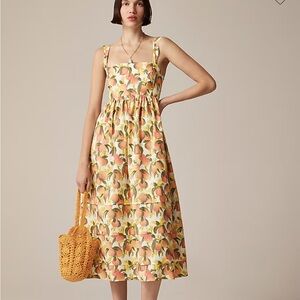 J. Crew Squareneck midi dress in cotton poplin - peaches print (8)